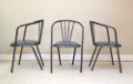 SET OF 3 POLISHED METAL VINTAGE CHAIRS